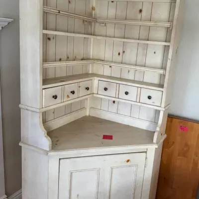 White washed Wooden corner Kitchen Cabinet Unit 31x31x81