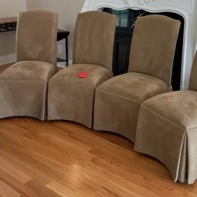 5 beige microfiber skirted dining chair 21x22x42
