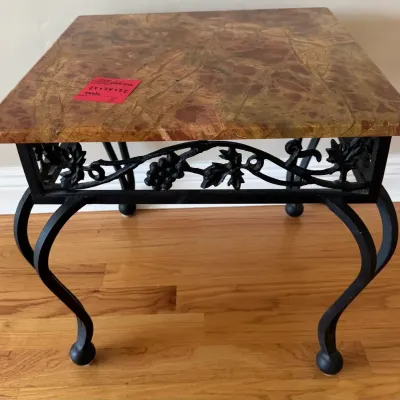 Square Wrought Iron End Table with Marble top 24x24x22