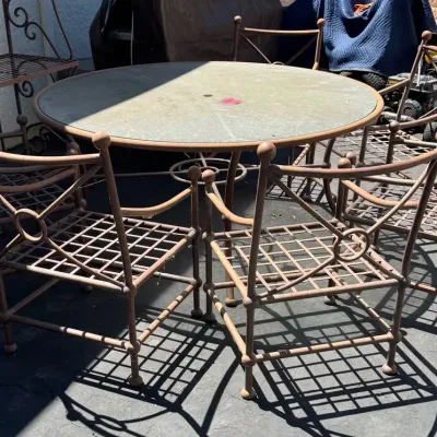 64” Diameter Round Patio Table With 6 Chairs 