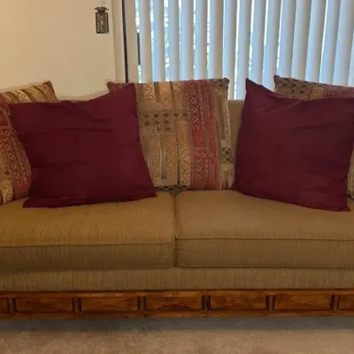 Upholstered Rolled Arms Sofa Sleeper With Wooden Trim 87x38x30