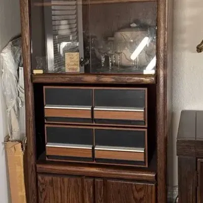 Wooden Display Cabinet With Glass Door 23x17x73*Contents Not Included*
