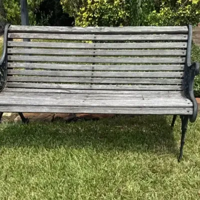 Wood And Metal Outdoor Bench