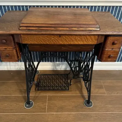 Oak Top Singer Sewing Cabinet