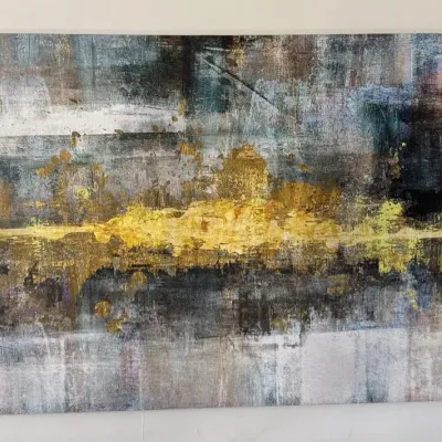 Abstract Landscape Wall Art Print | Blue Gray and Gold