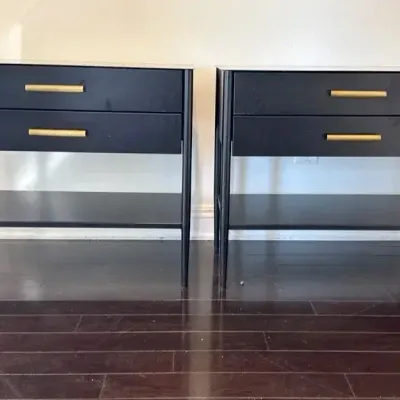 William Sonoma Black Nightstands, Pair