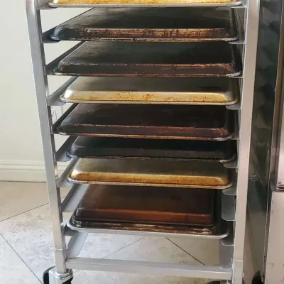 Winco Half Height Sheet Pan Rack with Pans