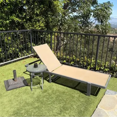 Lounger, Table, Umbrella Stand