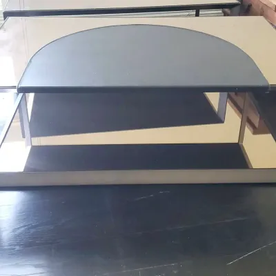 Black Mirror Coffee Table with Faux Leather Protector