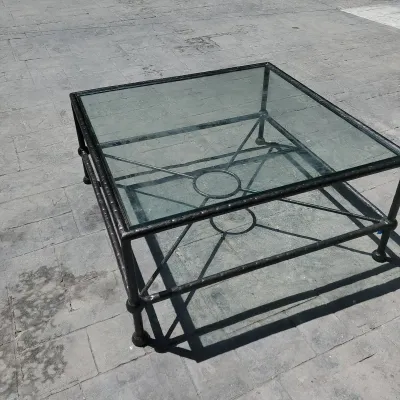 Glass Top Metal Coffee Table