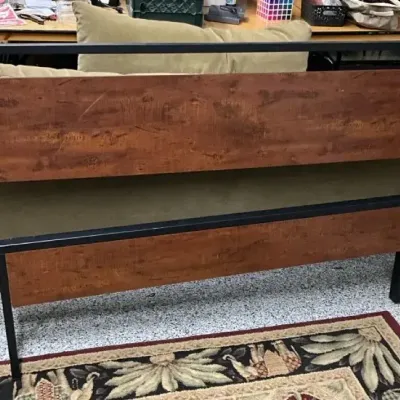 MCM-Inspired Metal and Wood Bed Frame and Headboard