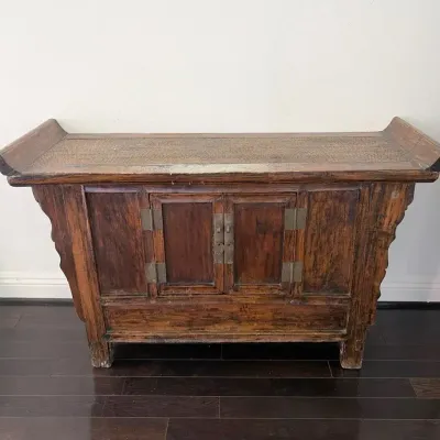 South Asian Handmade Foyer or Buffet Table, Brass Hardware