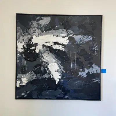 Abstract Wall Art Textured Painting | Black Grey White