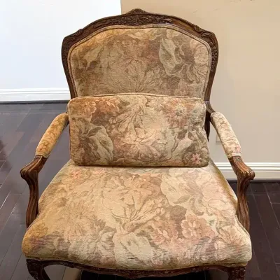 Victorian Chair-and-a-Half, Jacquard Upholstery