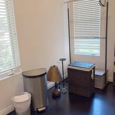 Lamp, Clothes Rack, Hamper, Trash Bins