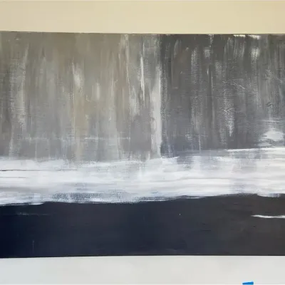 Large Abstract Acrylic Wall Art  | Black Grey White