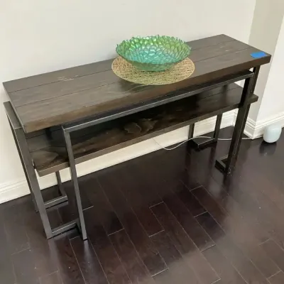 Modern Console Table with Green Glass Bowl