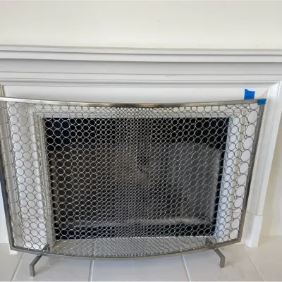 Chrome Stainless Chain-mail Style Hearth Cover