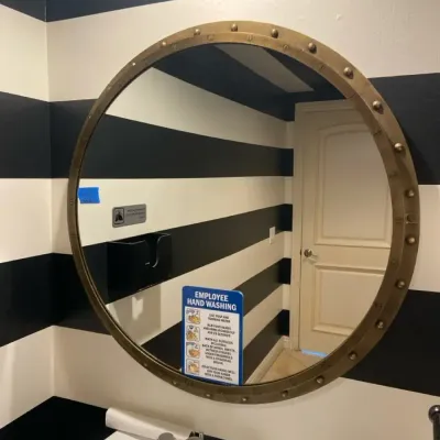 Modern 39” Bronze-Tone Metal Framed Round Mirror 