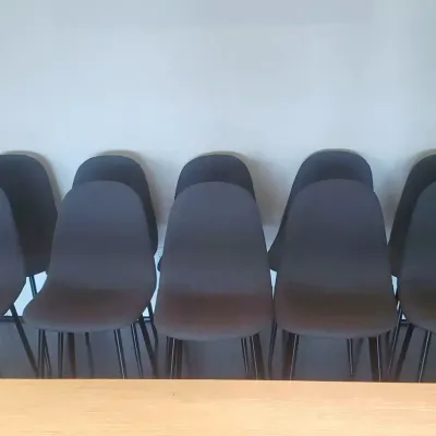 Gray Bucket Dining Chairs, 10 Units
