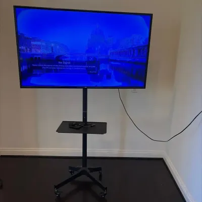 55” LG TV on Mobile Stand with Casters, Tested