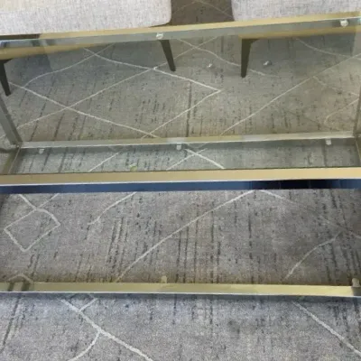 Contemporary Chrome Glass-Top Coffee Table