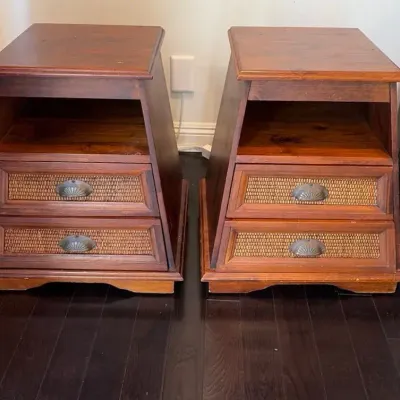 Pier 1 Imports Pyramid Collection Pair of Wood Nightstands