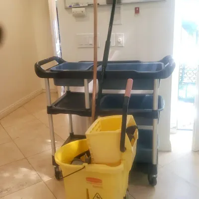 3-Tier Bussing Cart and Mopping Bucket 