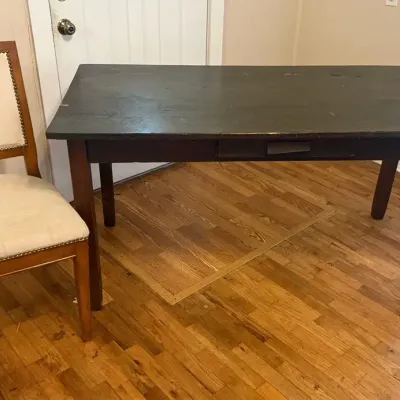 Wooden Desk And Upholstered Chair 