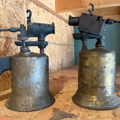 Pair Of Vintage Brass Blow Torches 