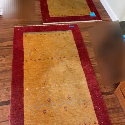 Red and Gold Runner Rugs (2), 34” x 59”
