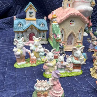 Pastel Easter Lot Including Village Buildings. 