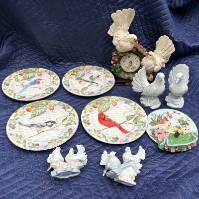 Birds of a feather figurines and plates