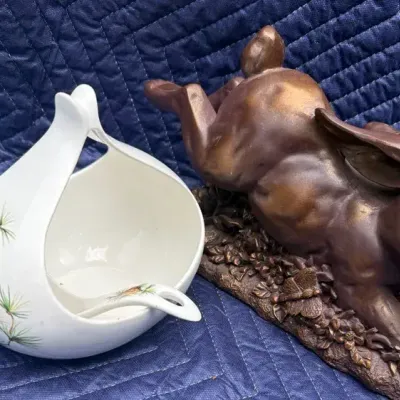 Porcelain Pine Serving Dish With Ladle , + Rabbit