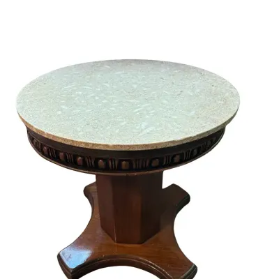 Wood Table with Stone Top 
