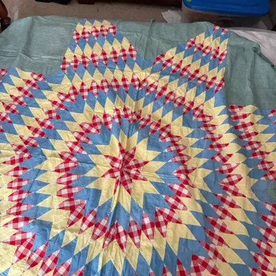 Hand Sewn Star Quilt Top, 90” X 83”