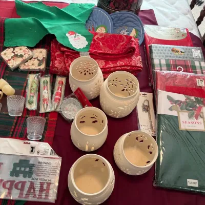 Christmas! NEW linens, potholders, candle holders and more. 