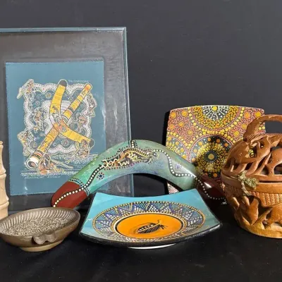Hand Painted Plates, Carved Wooden Box And More