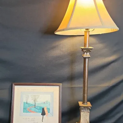 Table Lamp And Picture "A Better Friend"