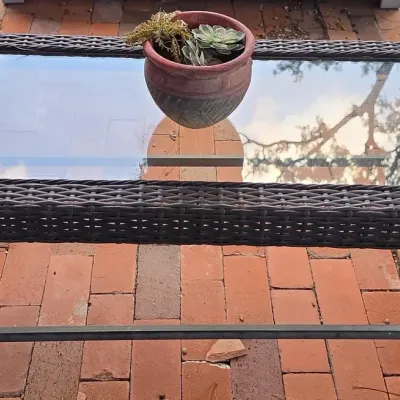 Wicker And Glass Top Patio Coffee Table 