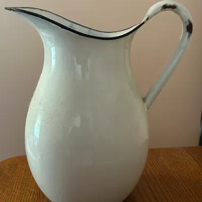 Vintage White Enamel Pitcher