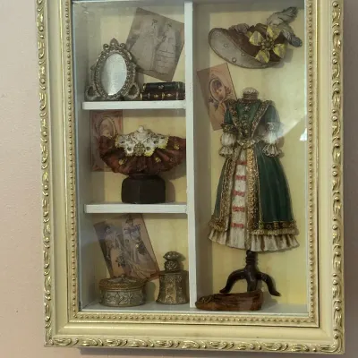 Arister Gifts Victorian Fashion Dress and Accessories Framed Shadow Box 3D Diorama