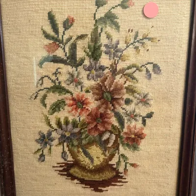 Needlepoint Framed Flowers