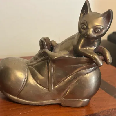 Solid Brass Kitten Figurine