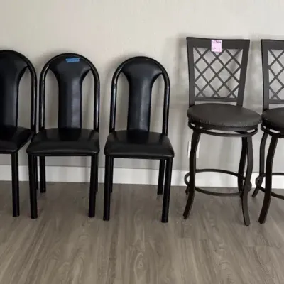 Three Chairs And Two Bar Stools 