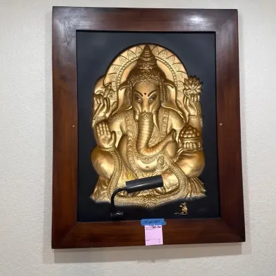 Framed 3D Holographic Relief Sculpture Of Lord Genesha 
