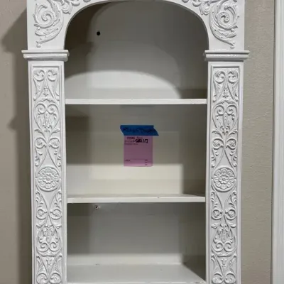 Wooden White Wall Shelf 19x6.5x28.5 And Pair Of Floating Wall Shelves 5x12.5x9