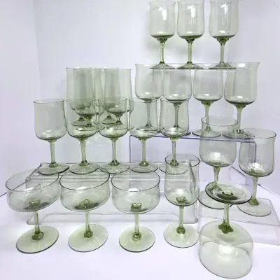 Vintage Lenox "Green Mist" Stemware Lot 1