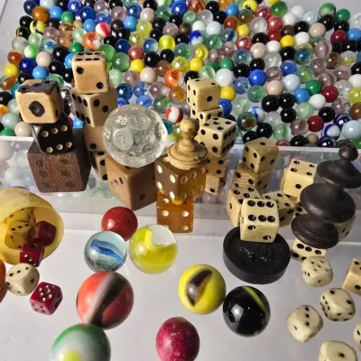 Vintage & Modern Marbles Plus Bone, Wood & More Dice