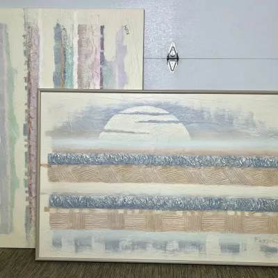 1980s Heavily Impastoed Signed Abstract Art on Canvas
